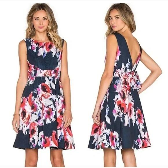 KATE SPADE $498 NWT Back Bow Floral Print Dress – Size 8 - Picture 1 of 12